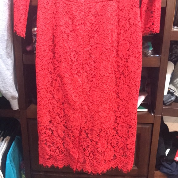 J.Crew red lace midi dress size 10 - Picture 3 of 7